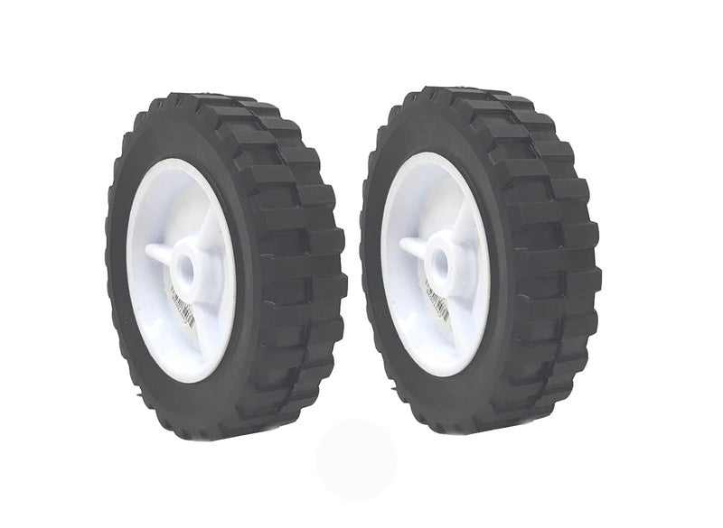UI PRO TOOLS 2 Pack - 6" x 1.5" Solid Rubber Flat Free Tire Hand Truck Plastic Wheel - â€“ 1/2" Axle Hole - 70 lbs Capacity - Image 2